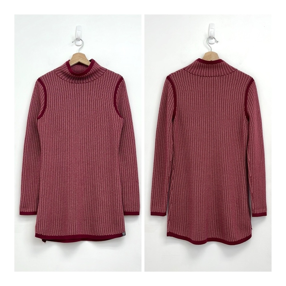 Title Nine Women's Burgundy and Cream Cowl Sweater Tunic
